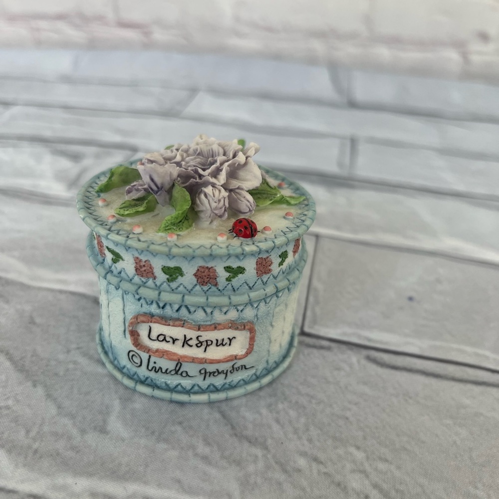 July Larkspur trinket box in blue ladybug 🐞